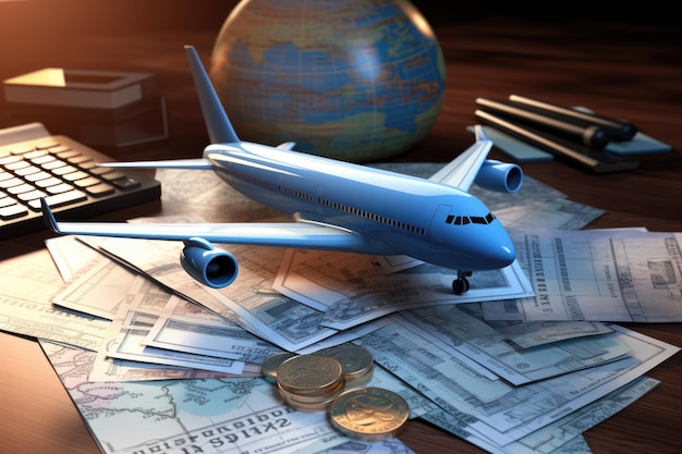 Podstawowy obraz ilustrujący koncepcję biura podróży bilety lotnicze bezpieczne plany podróży wakacje pl