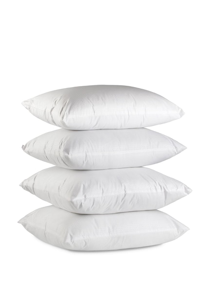 Zdjęcie poduszki do spania z bawełnianą osłoną, izolowane na białym tle
