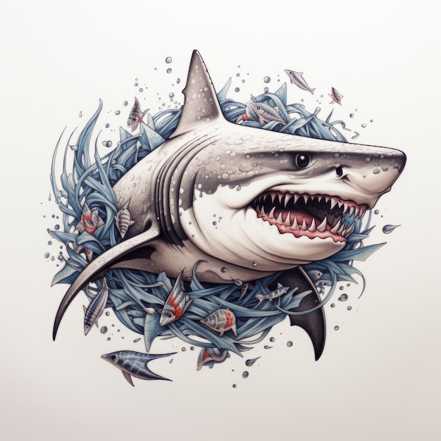 Podwodne cuda Złożona kolekcja tatuaży rekinów przedstawiających fascynujące gatunki i Desi