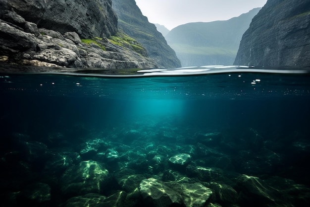 Zdjęcie podwodne kaniony i doliny tworzą dramatyczne krajobrazy na dnie oceanu