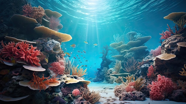 Podwodne raje koralowe na tle