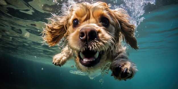 Zdjęcie podwodne zabawne zdjęcie psa