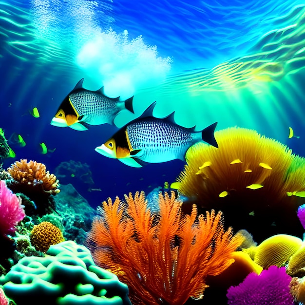 Podwodny ocean morskie wodne niesamowite piękne kolorowe żywe rafy koralowe