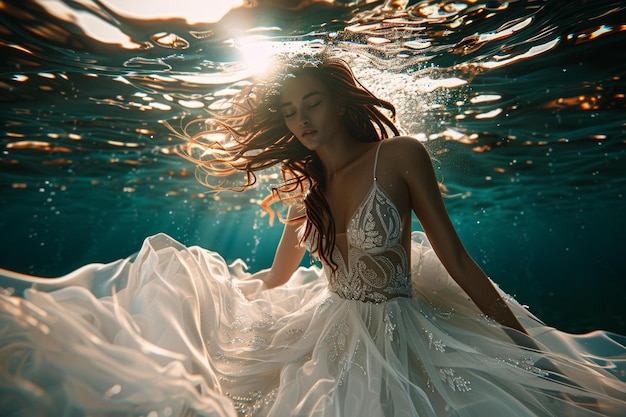 Podwodny sen Panna młoda w białej sukience