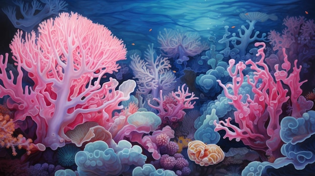 Podwodny świat morski Ekosystem Jasne, wielokolorowe koralowce na dnie oceanu