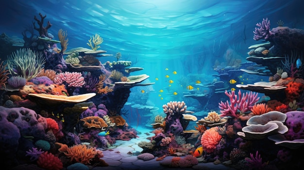 Podwodny świat morski Ekosystem Jasne, wielokolorowe koralowce na dnie oceanu