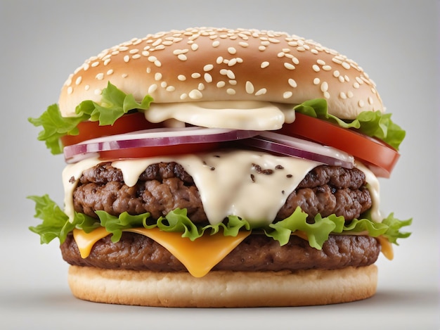 Podwójny hamburger izolowany na białym tle