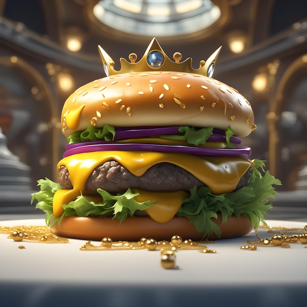 Podwójny hamburger izolowany Świeży burger fast food z wołowiną i twarogiem