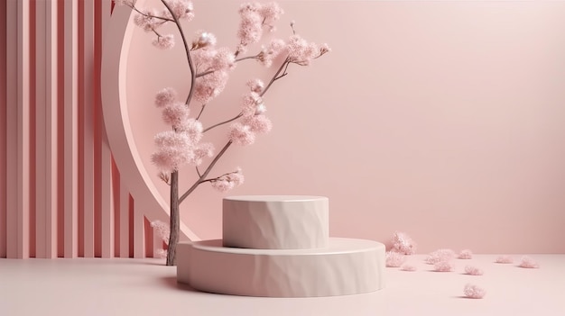 Pojawiają się beżowe porządki Sakura różowa sprawia, że podział drzewa Zasoby kreatywne AI Generowane