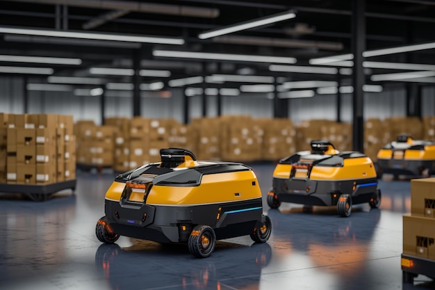 Pojazdy AGV i roboty współpracują w celu wydajnego sortowania przesyłek co setki godzin