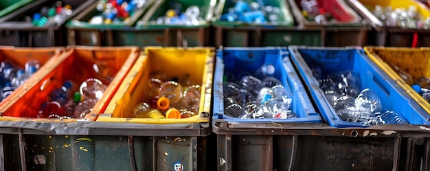 Zdjęcie pojęcie recyklingu pojemników recyklingowych sortowanie papieru odpady plastikowe pojemniki szklane zarządzanie odpadami