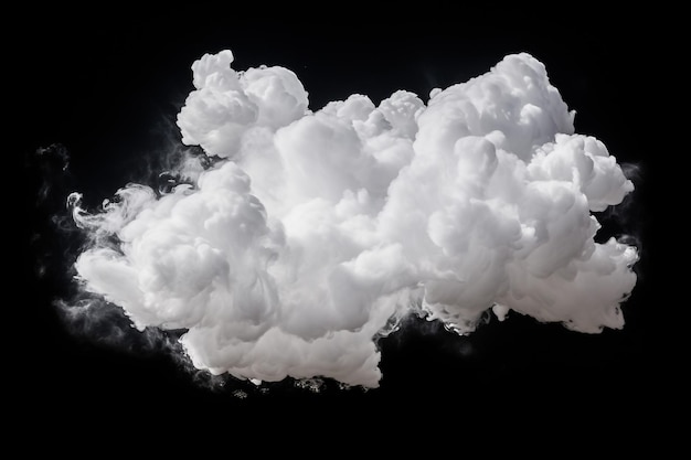 Zdjęcie pojedyncza chmura w powietrzu izolowana na czarnym tle mgła białe chmury lub mgła dla projektów izolowanych na