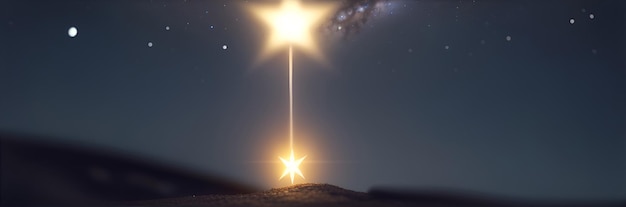 Zdjęcie pojedyncza gwiazda odbierająca światło z góry jedna gwiazda stojąca płytka głębia ostrości generative ai