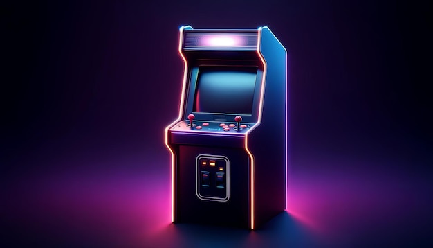 Pojedyncza jednostka gry zręcznościowej z żywym oświetleniem neonowym