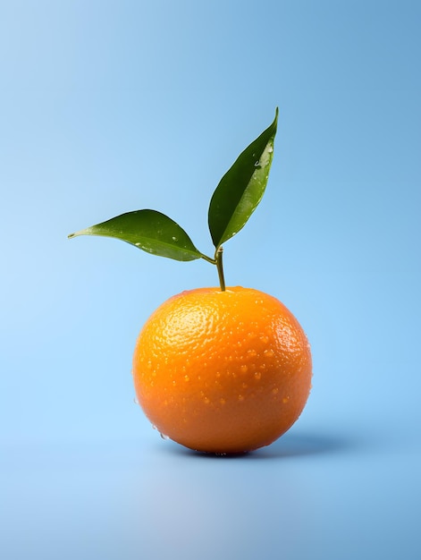 Pojedyncza pomarańcza na głębokim błękicie