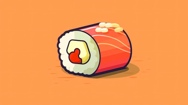 Pojedyncze sushi flatflat ilustracji kreskówki Minima listsingle Gnerative ai