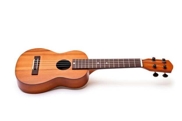 Zdjęcie pojedyncze ukulele izolowane na białym tle