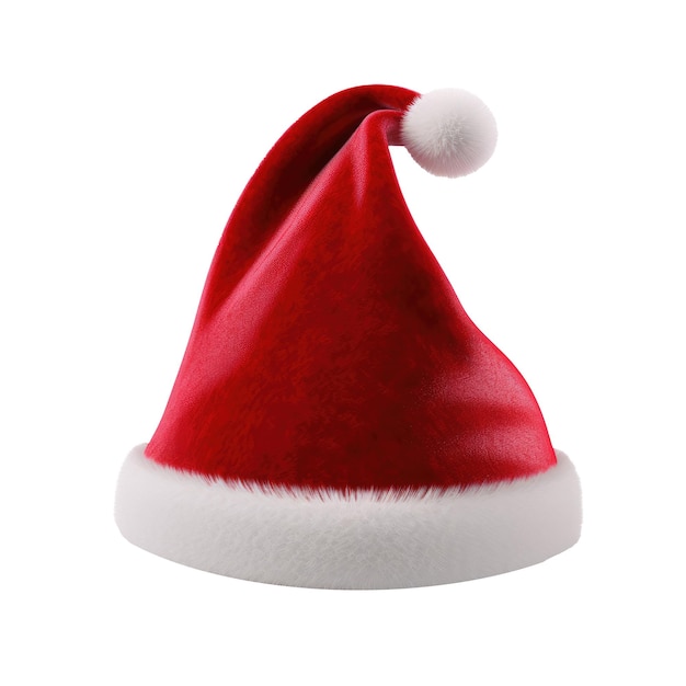 Pojedynczy czerwony kapelusz Świętego Mikołaja izolowany na białym tle