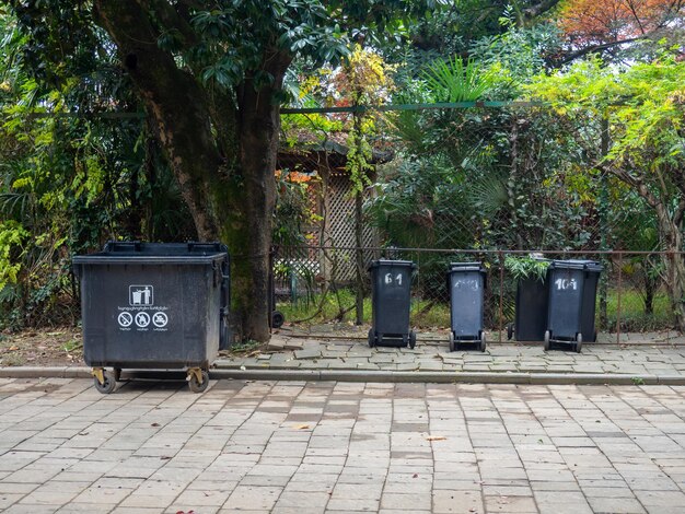 Pojemniki na śmieci w parku Infrastruktura Dbałość o środowisko