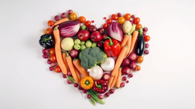 Zdjęcie pokazano serce warzyw z kształtem serca pośrodku.
