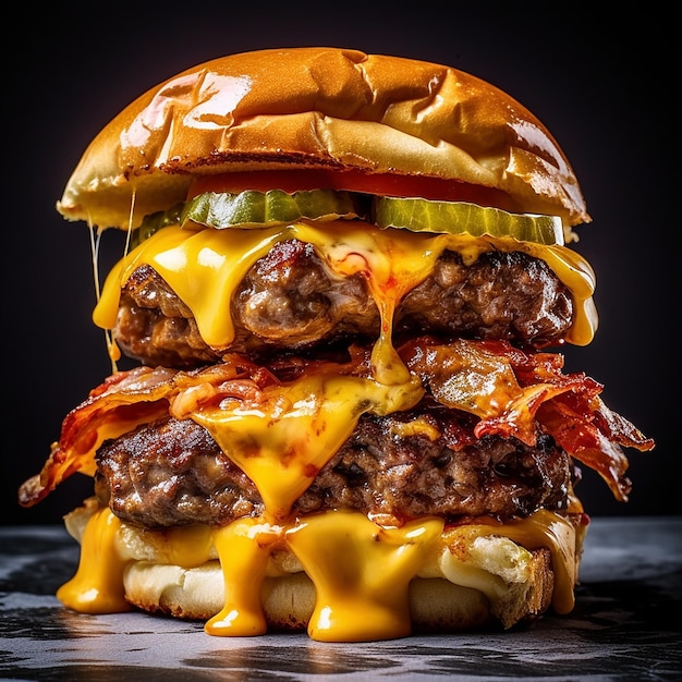 pokazany jest hamburger zrobiony przez króla cheeseburgera.