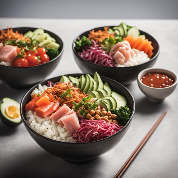 Poke bowl Generatywne ilustracje AI