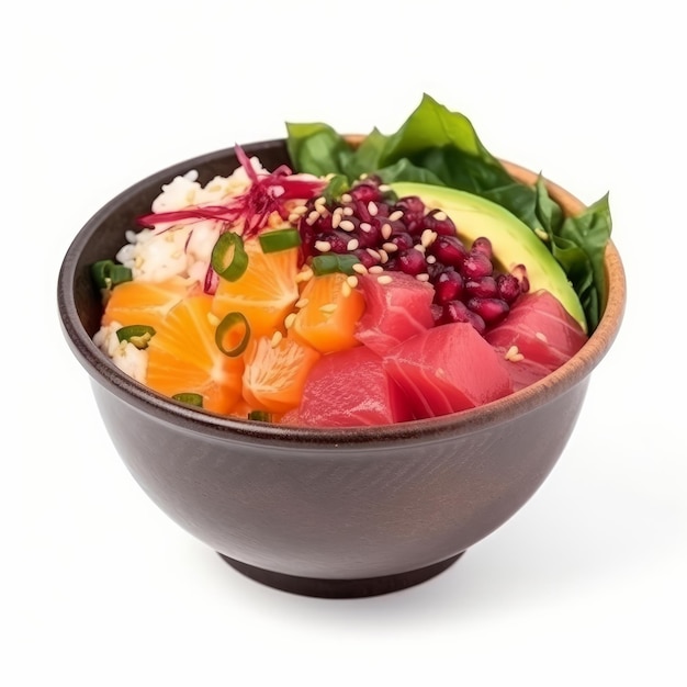 Poke bowl izolowane Ilustracja AI Generative