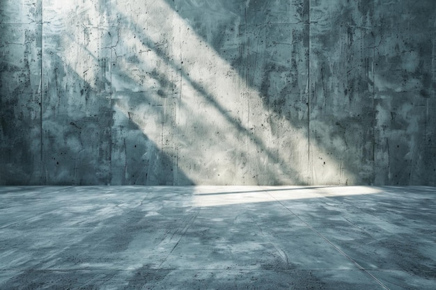 Pokoj pusty z cementu na podłodze z szarym cementem w pomieszczeniu lub betonową teksturą ściany tła i światłem słonecznym