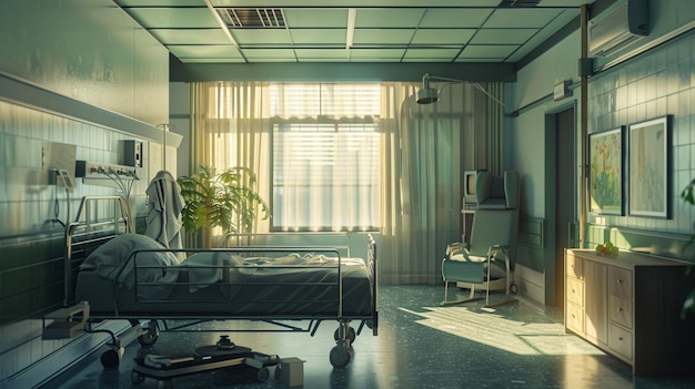 Pokój szpitalny z pacjentem na łóżku Image Inpapng