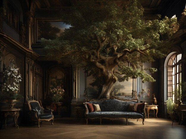 Pokój w luksusowym domu w klasycznym europejskim stylu.