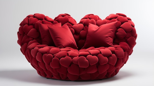 Pokój z czerwoną kanapą.