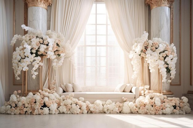 Zdjęcie pokój z oknem i kwiatami