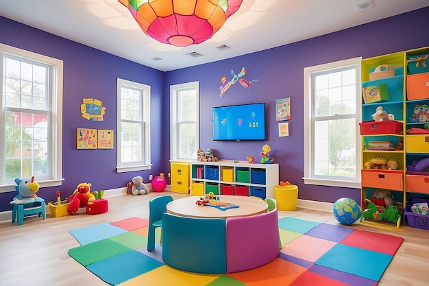 Pokój zabaw dla dzieci z interaktywnymi grami edukacyjnymi i adaptacyjnym oświetleniem
