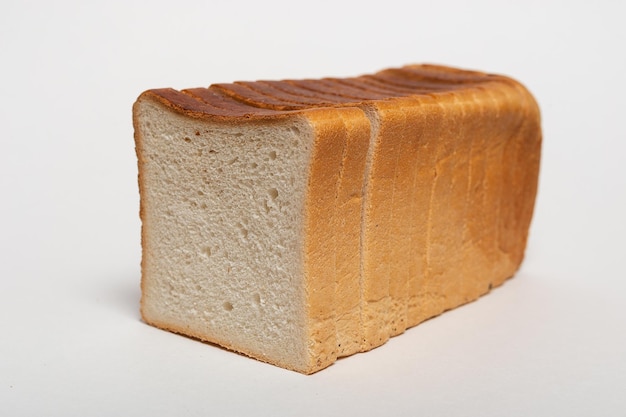 Pokrojony chleb na białym tle Biały kwadrat świeży chleb jukon na białym tle