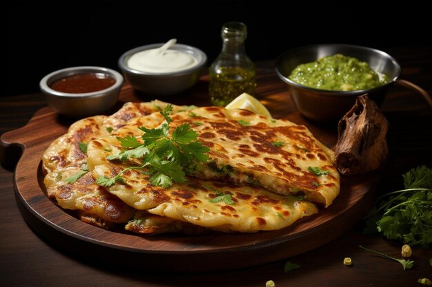 Pokusa Aloo Paratha Pattice Popularne jedzenie uliczne Alou Paratha lub Alu Paratha zdjęcie