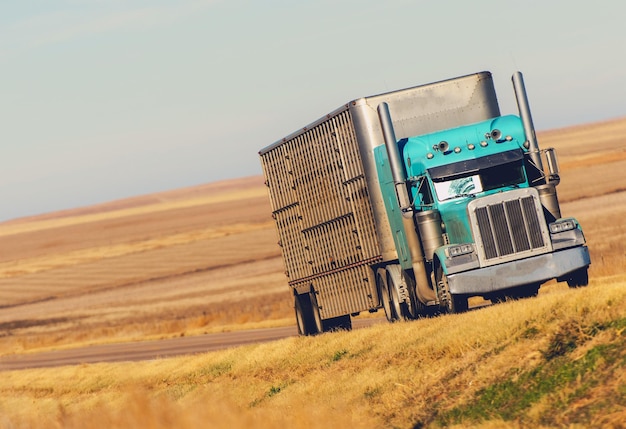 Zdjęcie półciężarówka na prairie road