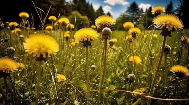 Pole dandelions z napisem dandelions na nim