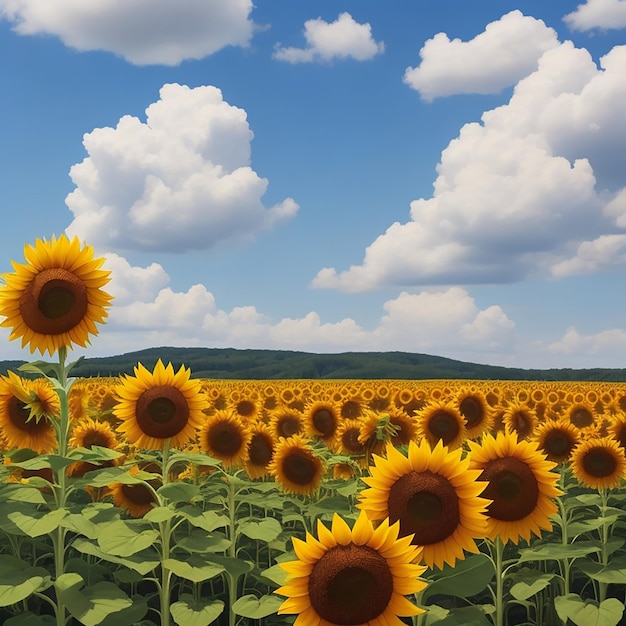 pole kwiatów słonecznika HD Ai generatywna tapeta 8K Obraz fotograficzny