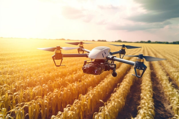Pole latające dronem Zbieranie plonów Generowanie Ai