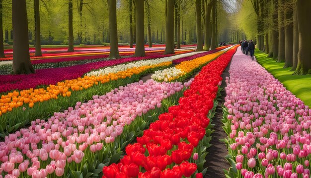 pole tulipanów z słowem tulipanów na nich