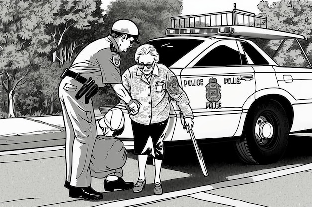 Zdjęcie policja pomaga starszej kobiecie