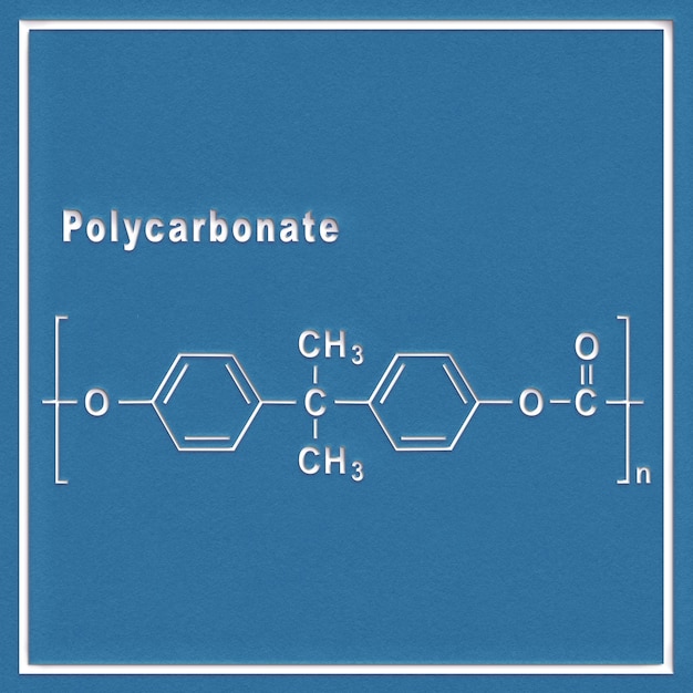 Poliwęglan PC Lexan, strukturalny wzór chemiczny na białym tle