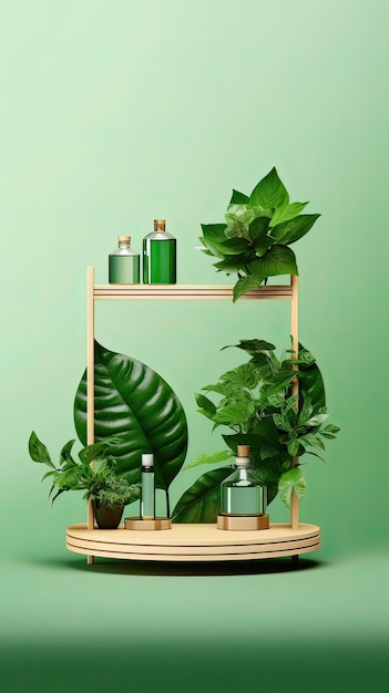 Półka z roślinami z napisem „zielony”.