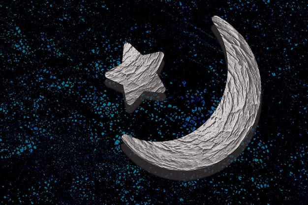Zdjęcie półksiężyc i gwiazda tło dla świętego miesiąca ramadan