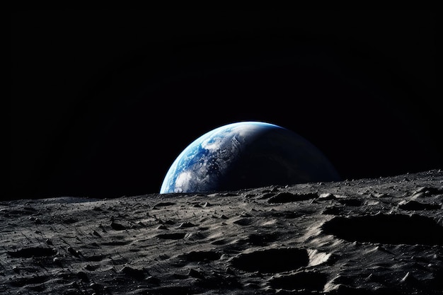 Półksiężyc Ziemi widziany z powierzchni Księżyca na zdjęciu NASA