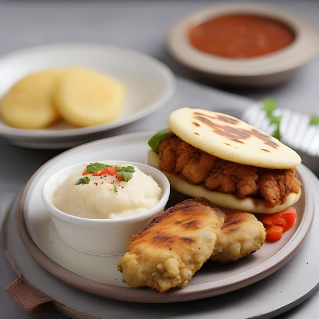 Pollo rostizado en un plato AI