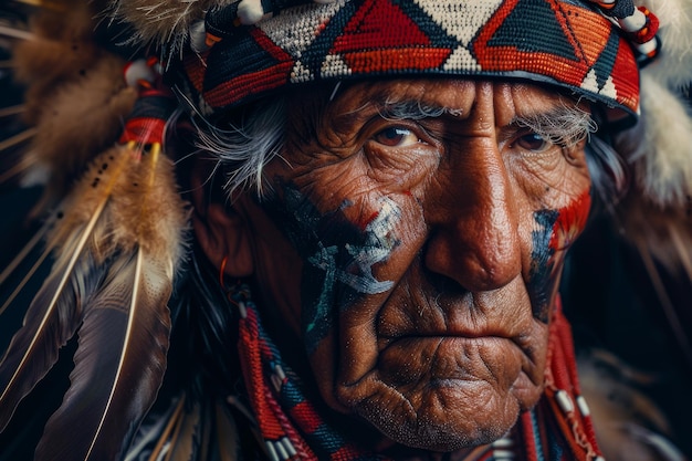 Północnoamerykański indiański portret starca