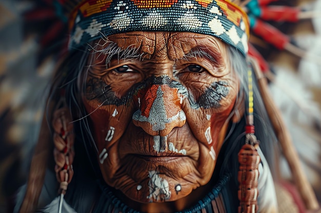 Północnoamerykański indiański portret starca