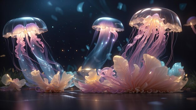 Półprzezroczyste piękno Taniec świecącej meduzy