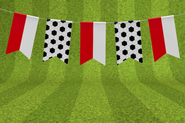 Zdjęcie polska flaga i tekstura piłki nożnej flaga piłki nożnej trznadel 3d rendering
